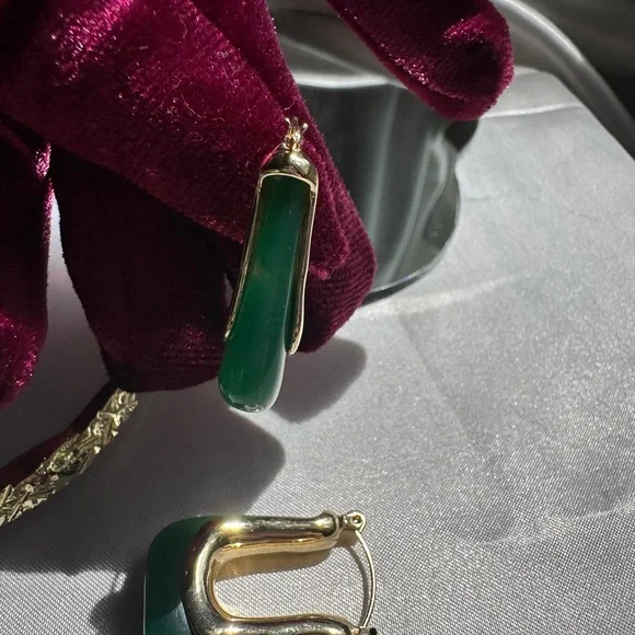 Anthropologie Gold and Green Statement Earrings - Picture 10 of 13